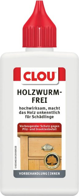 Clou Holzwurmfrei wasserbasiertes Holzschutzmittel transparent 100 ml - Bild 1