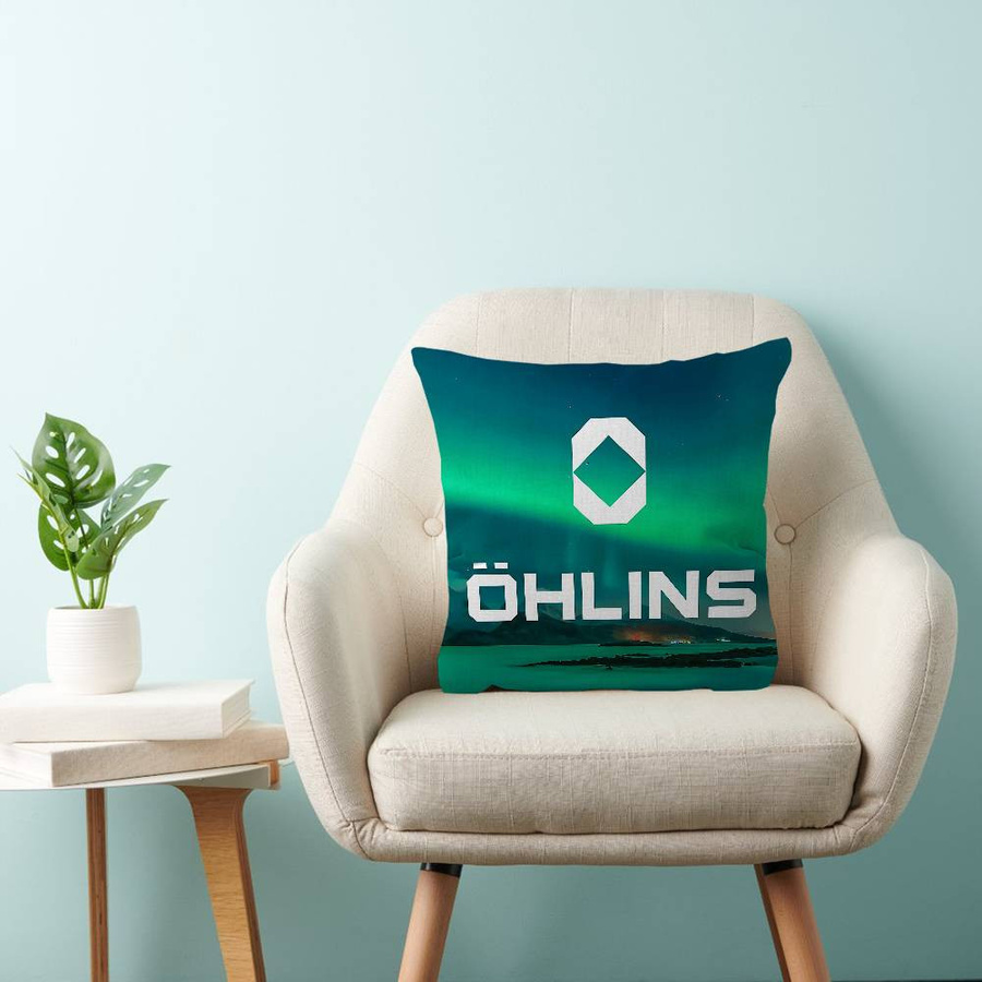 Ohlins Logo Kissenbezug aus kurzem Plüsch in Multicolor, dekorative Kissenhülle mit Cartoon-Print, B/B/H: 18 x 18 x 18 cm - Bild 2