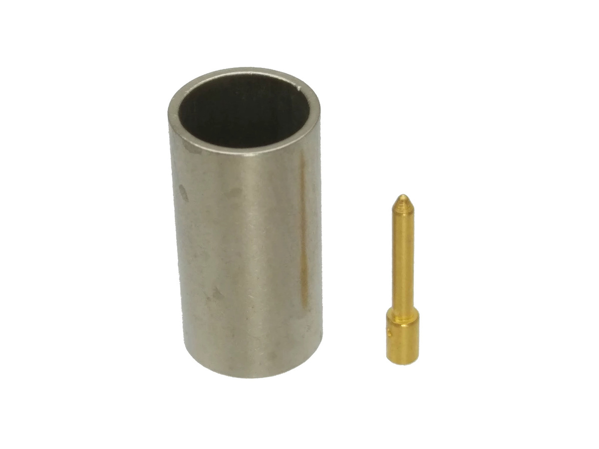 RF Koaxialstecker gerade zum Crimpen für RG58 LMR195 RG142 RG400 Kabel 50 Ohm in Silber - Bild 2