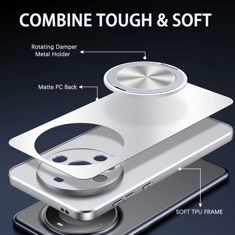 Fudusaidman AG-Frosted-Hülle für POCO F6 F7 Ultra X6 X7 Pro mit magnetischem Ring und 360-Grad-Drehständer in Lila - Bild 3