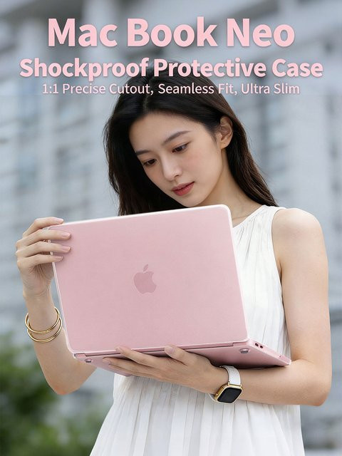 SZEGYCHX Laptop-Hülle für MacBook Neo Case 13 in A3404, Kratzfest und Einfach Anzubringen, Schutzhülle für A18 Pro, Farbe: Pink/Transparent - Bild 1
