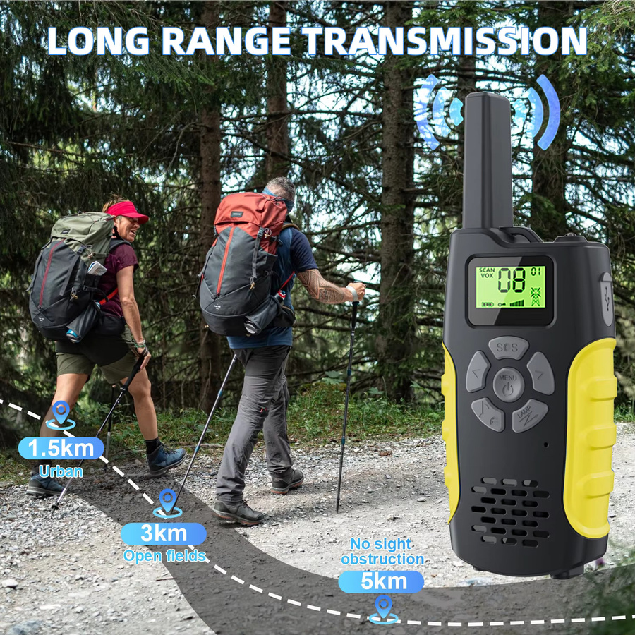 AWANFI Walkie-Talkies für Kinder mit 16 Kanälen, wiederaufladbar mit Li-Ion-Akku, inklusive Taschenlampe und VOX-Funktion - Bild 4