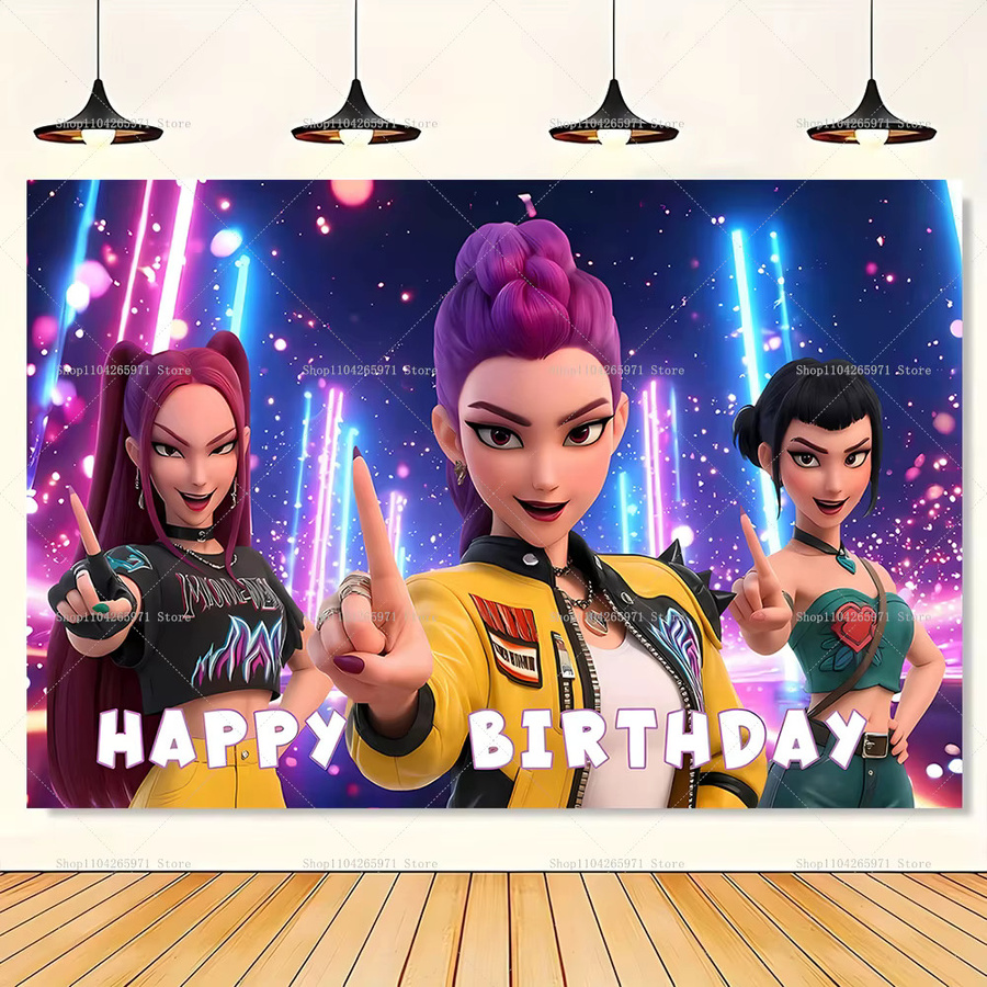 Hasbro K-Pop Girl Demon Hunters Party-Hintergrund für Erwachsene und Kinder, mehrfarbig, B: 150 cm, H: 100 cm - Bild 2