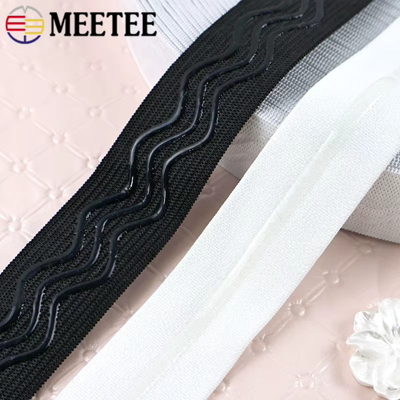 Meetee Silikon-Gummiband Schwarz, 10m elastisches Stretchband für BHs, Sportbekleidung und DIY-Zubehör, Breite: 8-30mm - Bild 4