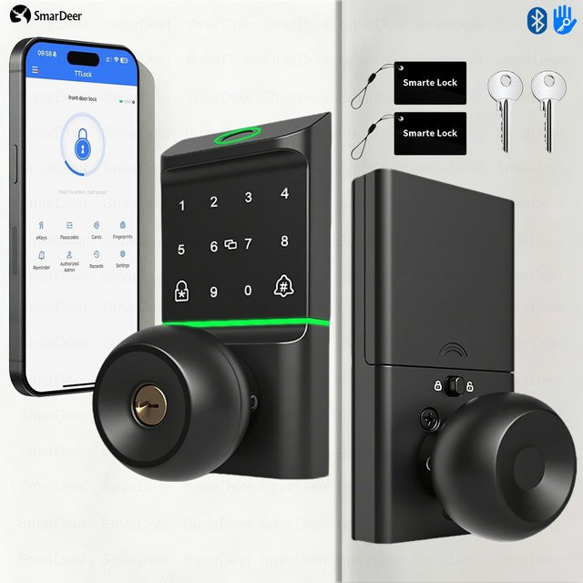 Smardeer Elektronisches Fingerabdruck-Türschloss in Schwarz mit Auto-Verriegelung und Schlüsselloser Sicherheit für dein Zuhause - Bild 1