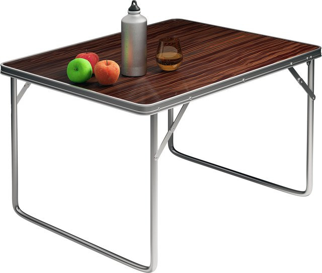 CASARIA Campingtisch in Holzoptik aus Alu, klappbar, Braun, B/T/H: 80 x 60 x 70 cm - Bild 1