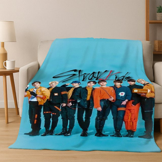 Potdemiel Stray Kids Kpop Flanell-Decke, ultra weiche und warme Decke in Blau, B/T: 90 x 75 cm - Bild 1