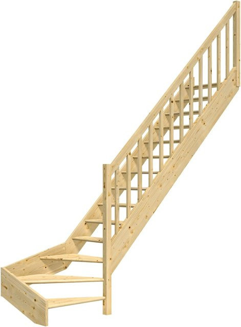 Dolle Raumspartreppe Paris 1/4-gew. Rechts aus Fichte mit Rechteckstabgeländer in Braun für bis zu 318 cm Raumhöhe - Bild 1