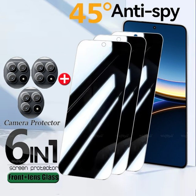 Xiaomi 6in1 Schutzset für Poco F8 Ultra und Poco F8 Pro mit Privacy Anti-Spy Displayschutz und Objektivglas in Transparent - Bild 1