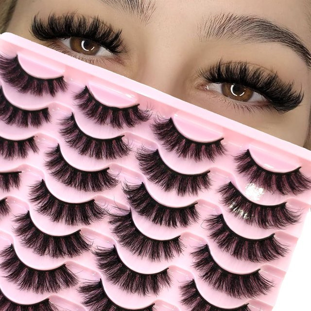 HBZGTLAD Falsche Wimpern, 14-Doppel-Nervwimpern, russische Locken - Bild 1