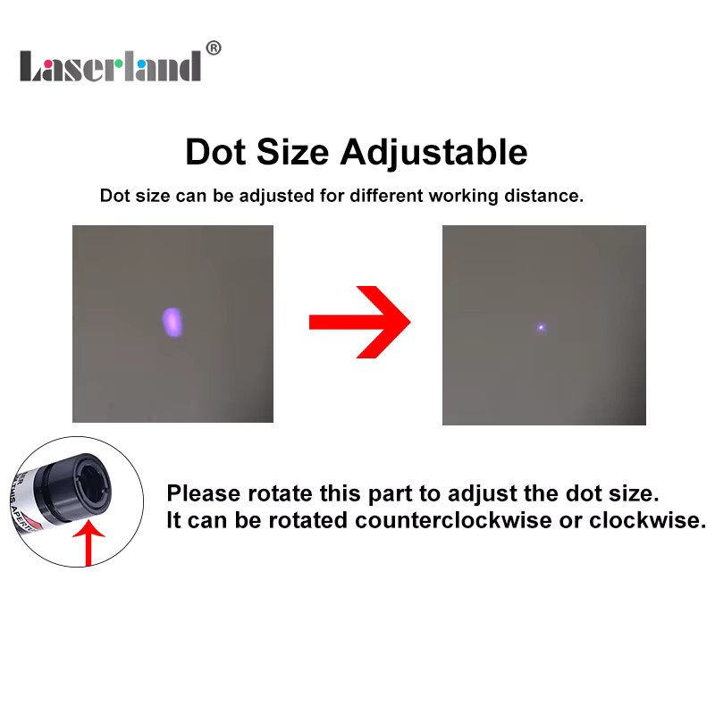 Laserland 405nm Violett-Lila Punkt-Lasermodul für optische Experimente und UV-Detektion in Schwarz und Lila - Bild 3