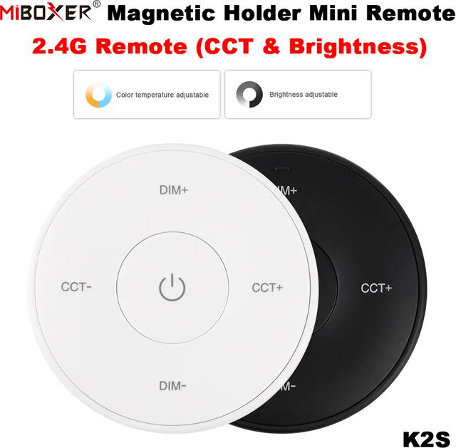 Miboxer K2S Mini RF Panel Fernbedienung zur Steuerung von dimmbaren CCT-Lampen in Weiß - Bild 1