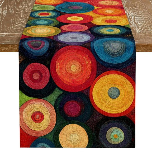 Bunter Tischläufer von JINGYUE Pet mit geometrischem Kunstmuster in Multicolour, B/B: 40 x 140 cm - Bild 1