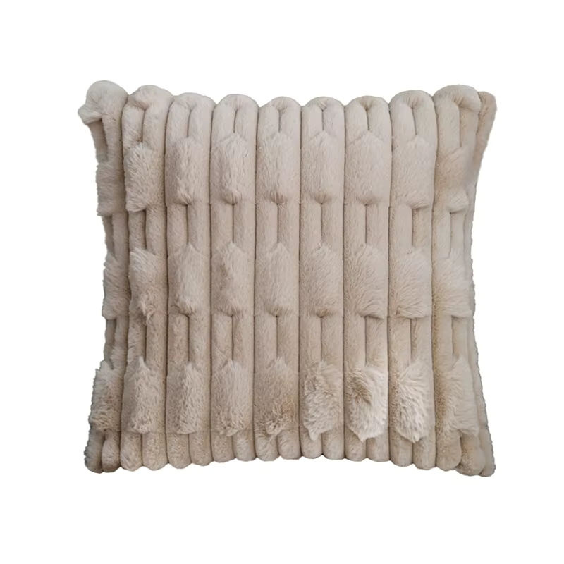 CANIRICA Kissenbezug aus Plüsch im nordischen Stil, rechteckig, Farbe: Beige/Coffee, Breite: 45 cm, Höhe: 45 cm, Tiefe: 45 cm - Bild 2