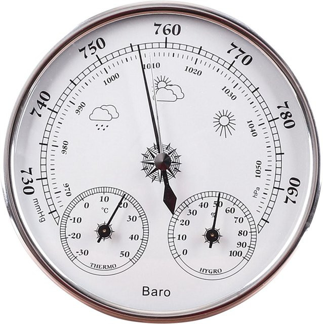 3 in 1 Wetterstation mit Thermometer, Barometer und Hygrometer von Painter in Silber, Weiß und Grau zur Wandmontage für Innen und Außen - Bild 1
