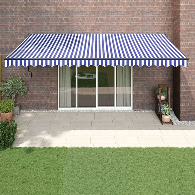 Einziehbare Markise aus Polyester und Aluminium in Blau/Weiß von vidaxl, B x H: 5 x 3 m - Bild 1