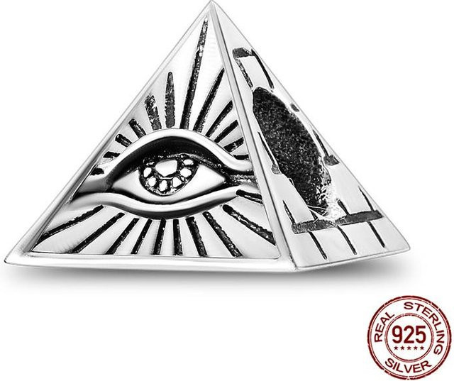 Charm-Perlen-Komponenten Kupfermetall, Pyramide Dämonenauge, Weiß, Damen - Bild 1
