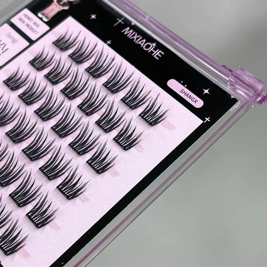 Mixiaohe Kleeblatt-Wimpern, 36 Bündel, Schwarz, 10-13mm - Bild 4