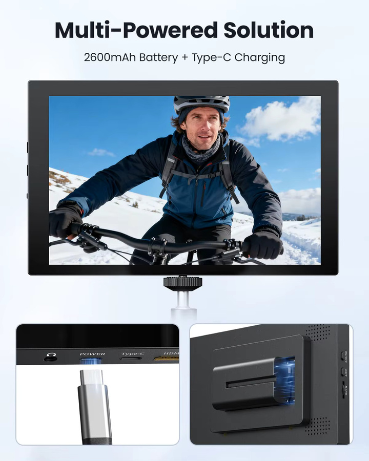 Eyoyo 7-Zoll Kamera-Feldmonitor mit 1280x800 IPS Display, Mini HDMI Videomonitor mit Bildschirmspiegelung für iPhone, tragbarer Batteriebetriebener Monitor für DSLR-Fotografie und PC - Bild 4