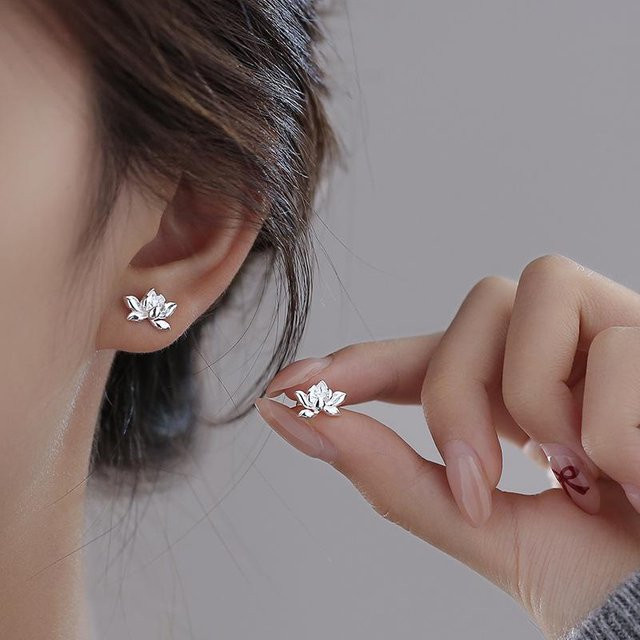 Lucky Star Jewelry Lotus Ohrstecker, Kupfer, Silber, Damen - Bild 1