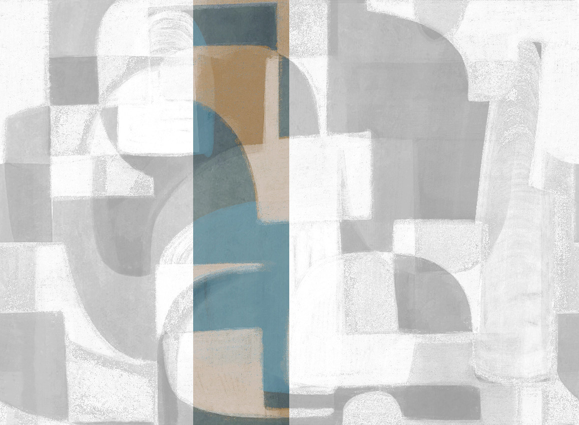 Jannelli & Volpi Mural Pacha Wandgestaltung Turquoise Panel 3 in Türkis und Multicolour, abstraktes Design aus Vinyl für moderne Räume - Bild 1