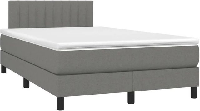 vidaXL Boxspringbett mit Matratze und LED-Unterbettbeleuchtung in Dunkelgrau, Hybrid-Bett mit USB-Ladeport und Taschenfederkern, B/T: 120 x 190 cm - Bild 1