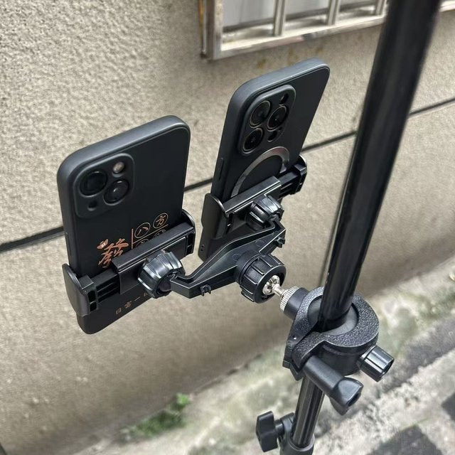 Universelles Stativ-Zubehör für Live-Streaming: Drehbarer Telefonhalter mit fester Basis in Schwarz - Bild 1