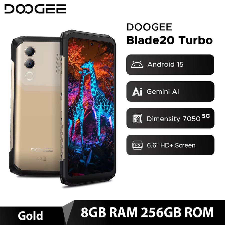 DOOGEE Blade20 Turbo 5G Robustes Smartphone in Gold mit 6,6 Zoll Display, 10300mAh Akku, 8GB RAM, 256GB Speicher, 50MP Kamera und Android 15 sowie NFC - Bild 5
