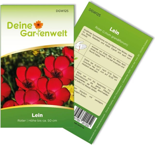 Deine Gartenwelt Rote Lein Samen für Beete, Rabatten und Kübel - Bild 1