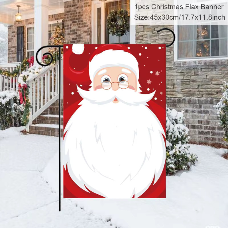 Weihnachts-Gartenflagge von joy-enlife mit Santa Claus und Schneemann, doppelseitig, mehrfarbig, B/H: 45 x 30 cm - Bild 2