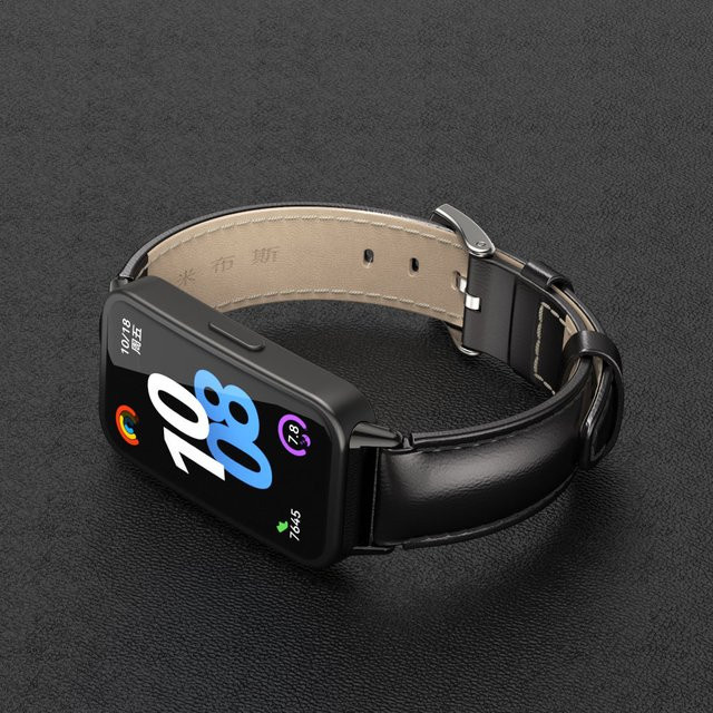MIJOBS Ersatzarmband aus weichem Leder für Huawei Band 11, 10, 9 und 8 in Schwarz - Bild 1