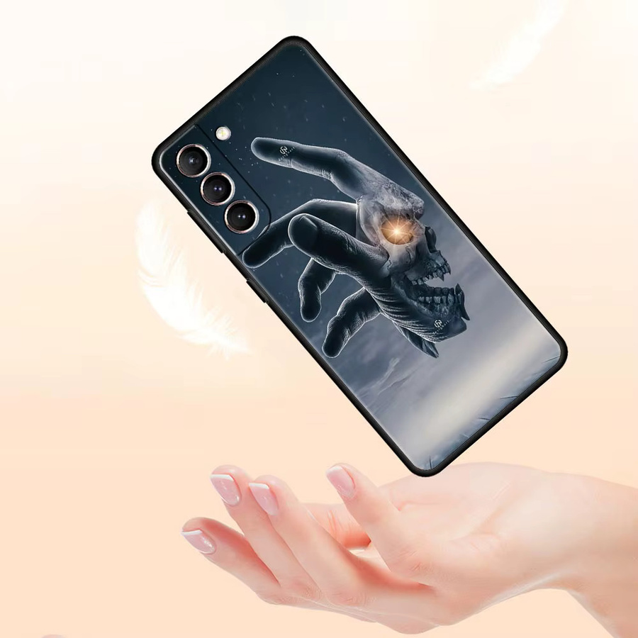 CreateXin Handyhülle aus weichem TPU für Samsung Galaxy S26 S25 S24 S23 S22 S21 S20 Ultra Plus FE 5G mit schwarzem Totenkopf Design in Schwarz - Bild 3