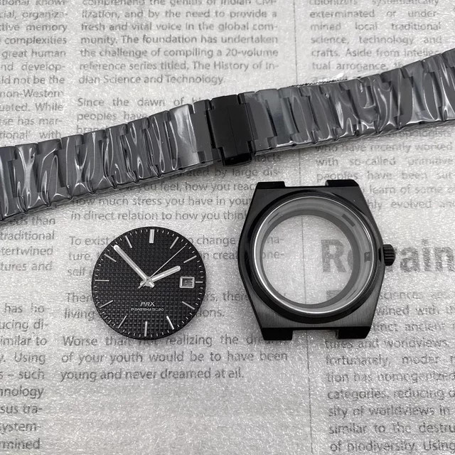 PaRilk Uhrenzubehör Modifikationsgehäuse-Armband-Set, Edelstahl, Schwarz, Unisex - Bild 1