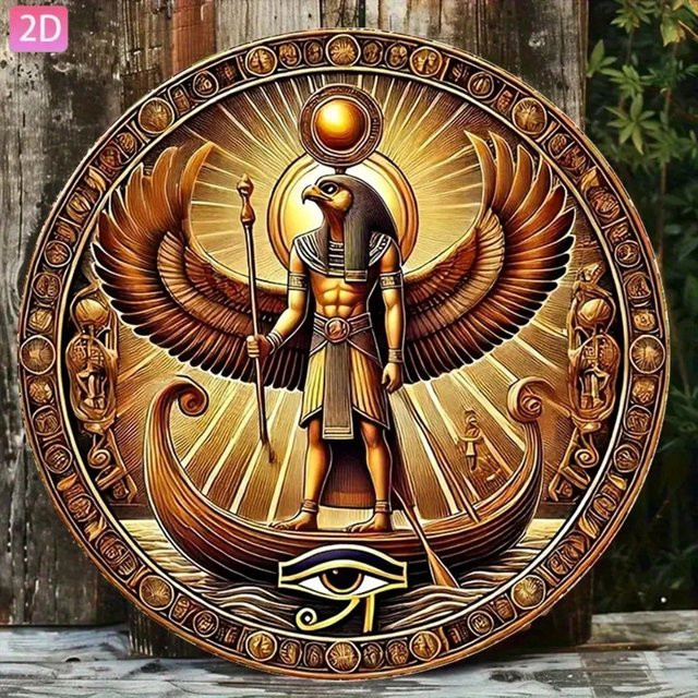 CIFBUY Wandkunst Ägyptischer Gott Ra Aluminium-Reliefskulptur in Gold, B/H: 20 x 20 cm - Bild 1