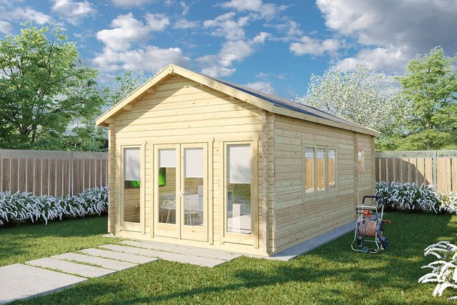 Blockbohlenhaus Stefan 2 mit Schlafzimmer aus Holz, 4 x 7 m - Bild 1
