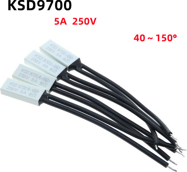 KSD9700 Temperaturschalter Thermokontrolle in Weiß, 250 V 5 A, verschiedene Temperaturstufen von 40 bis 125 Grad - Bild 1