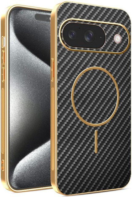 Magnetische Schutzhülle aus Kohlefaser und Kevlar für Google Pixel 9 Pro XL, 8 Pro, 7 Pro und Pixel 10 Serie in Schwarz, kompatibel mit kabellosem Laden - Bild 1