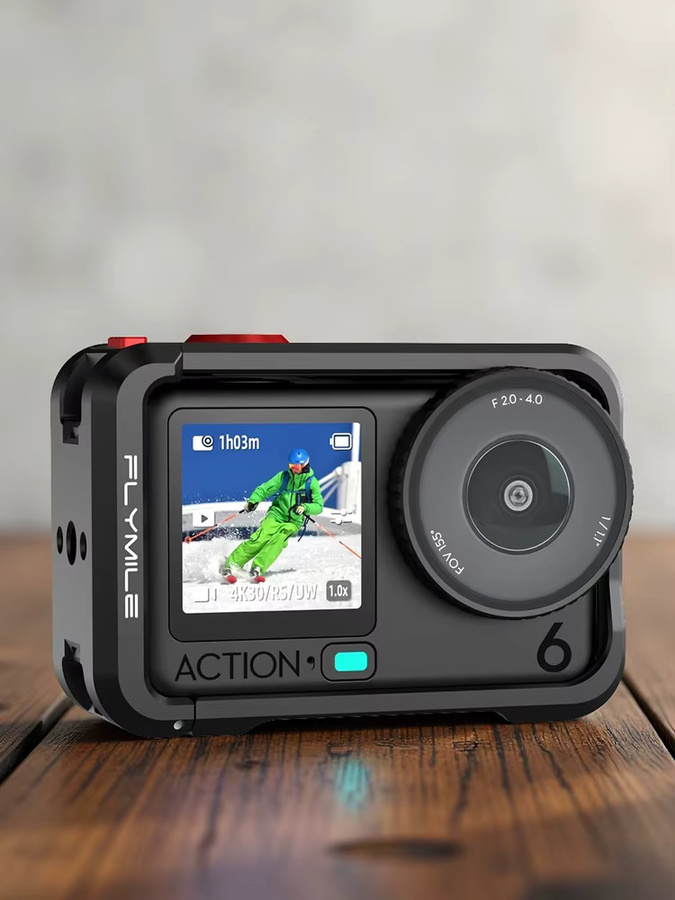 Flymile Kamerakäfig aus Aluminiumlegierung für DJI Osmo Action 6 in Schwarz mit Kaltschuhhalterung - Bild 5