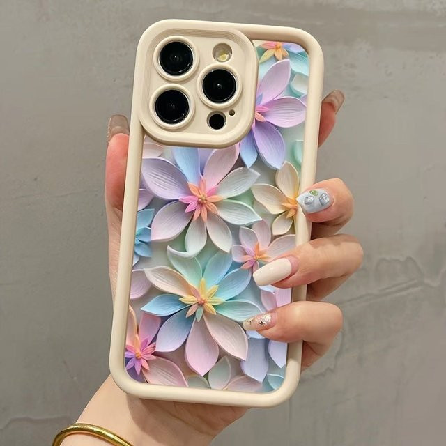Bunte TPU Handyhülle mit Blumenmuster und High-Edge-Schutz für iPhone 11 bis iPhone 17 Pro Max sowie SE-Serie in Beige und Multicolour - Bild 1