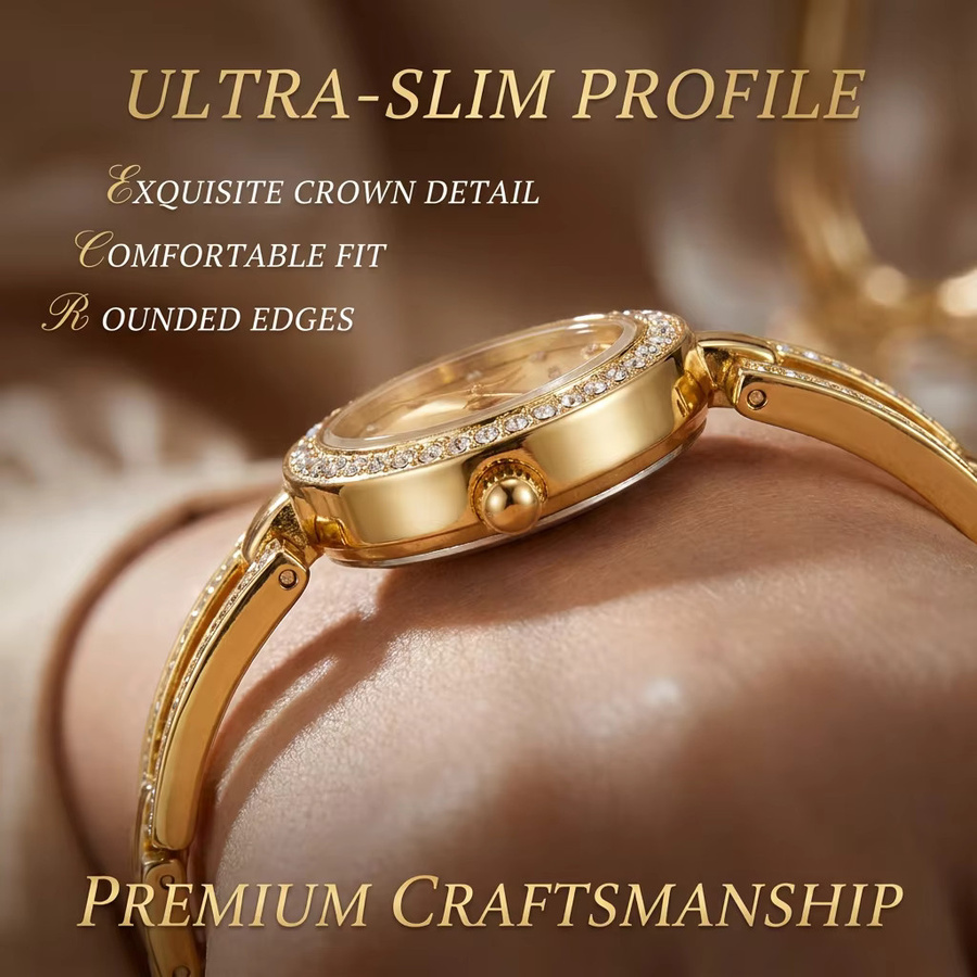 MEIRUIQI Armbanduhr Quarz, Gold, Legierung, Kristall, Damen - Bild 4