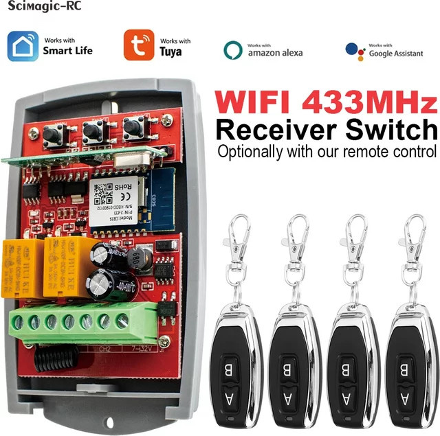Tuya Universal Smart Wifi Empfänger 2CH für Garagentore und Türen mit 433/433,92 MHz Sender - Bild 1