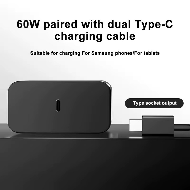 Samsung 60W PD Ladegerät mit USB-C Typ-C Kabel in Schwarz für Galaxy S26 Ultra S25FE S24 S23 S22 S21 A56 A57 M55s und Tab S11 Ultra S10 FE+ mit EU-Stecker - Bild 5