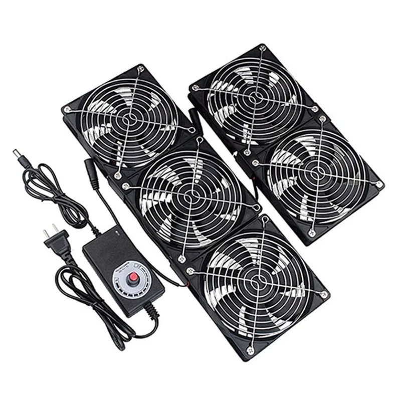 NOCCLILI Abluft- und Kühlventilator mit Controller, Schwarz, Durchmesser: 12 cm, 3000 RPM, 3V bis 12V für BTC Miner, PC-Gehäuse, Workstation-Schrank und Server - Bild 1