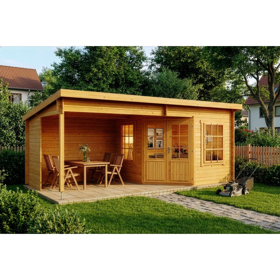 Carlsson Gartenhaus Carl-28 Pultdach aus Holz in Braun, B/T: 578 x 274 cm - Bild 2