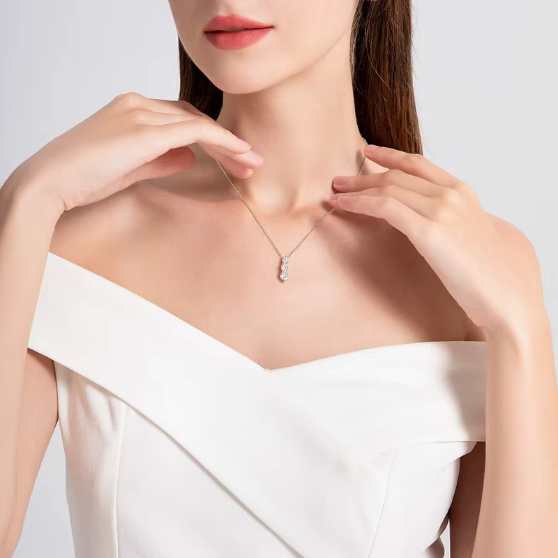 Rrjzz Halskette, Moissanit-Diamant, Damen, Gold - Bild 4