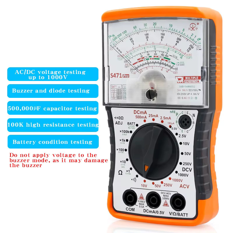 NJTY S471PRO Mini-Analog-Multimeter hochpräzises mechanisches Anti-Burn-Multimeter in Orange - Bild 2