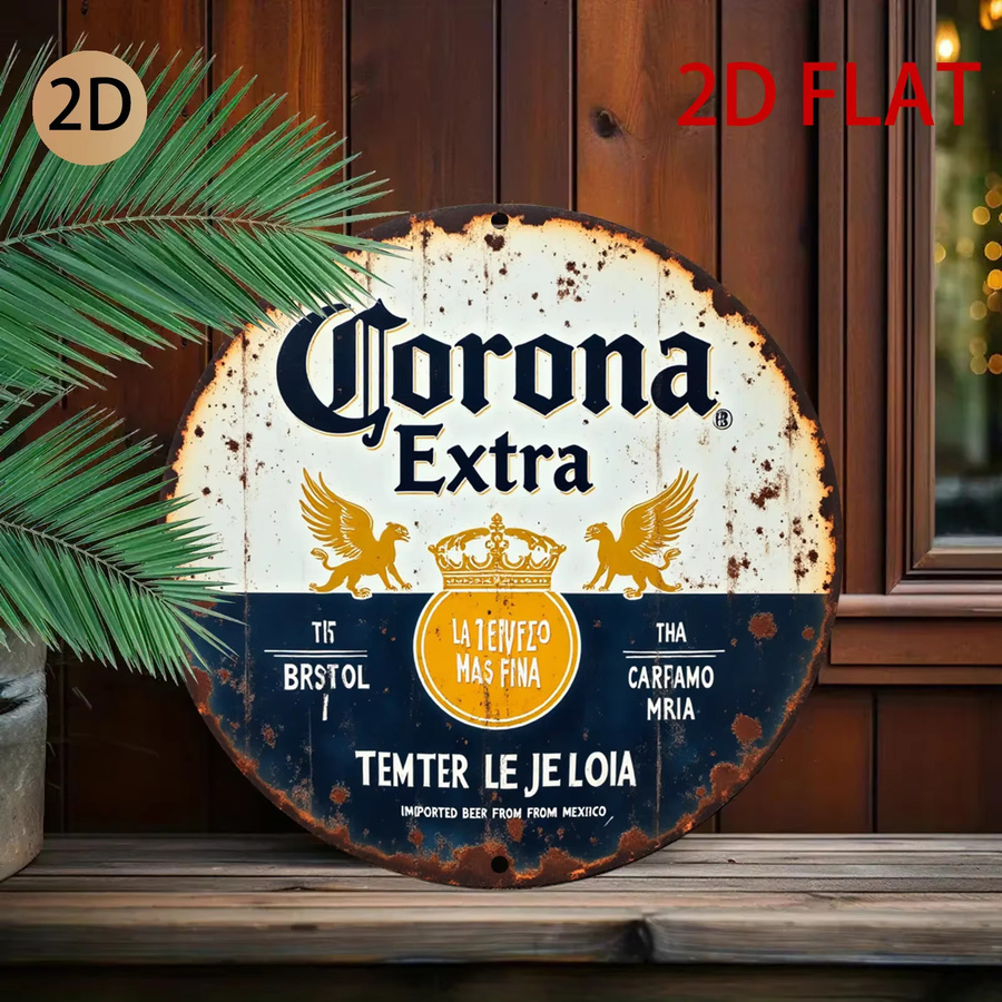Vintage Corona Extra Beer Logo Metallschild mit Adler- und Kronen-Design, mehrfarbige Wandkunst aus Metall, B/H: 20 x 20 cm - Bild 5
