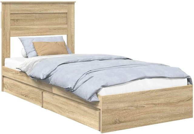 vidaXL Stauraumbett mit Schubladen aus Holzwerkstoff in Sonoma-Eiche, B/T/H: 90 x 190 cm - Bild 1