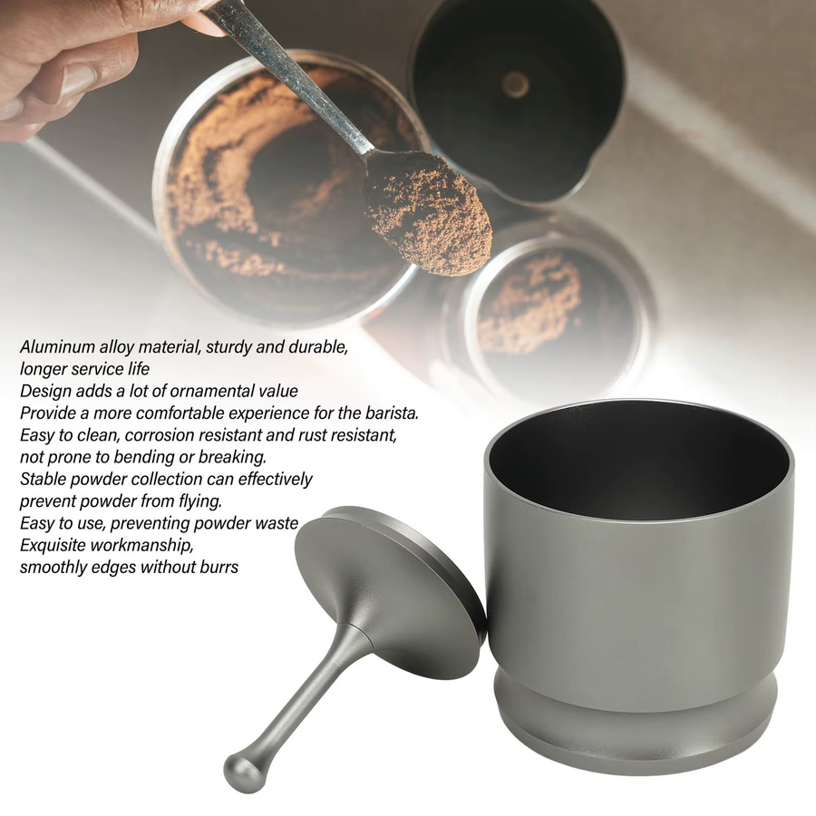 Qiilu Dosierring für Kaffeepulver aus Aluminiumlegierung, Silber, Durchmesser: 5,8 cm - Bild 4