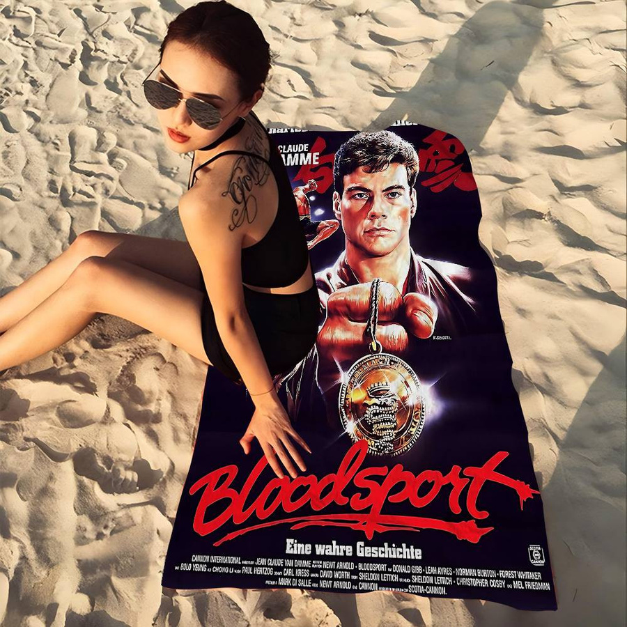 Ka Chen Muda Bloodsport Vintage Film Strandtuch aus Mikrofaser, schnelltrocknend und super saugfähig, Multicolor, Breite: 30 cm, Höhe: 60 cm - Bild 5